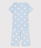 Pyjacourt bleu à cœur petite fille en coton biologique bleu JASMIN/blanc MARSHMALLOW