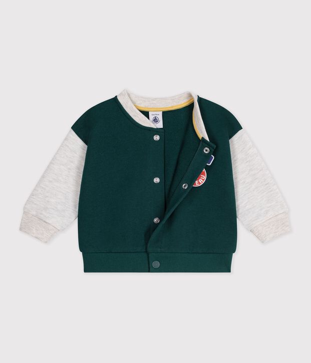 Tweekleurige katoenen babybeer groen/beige