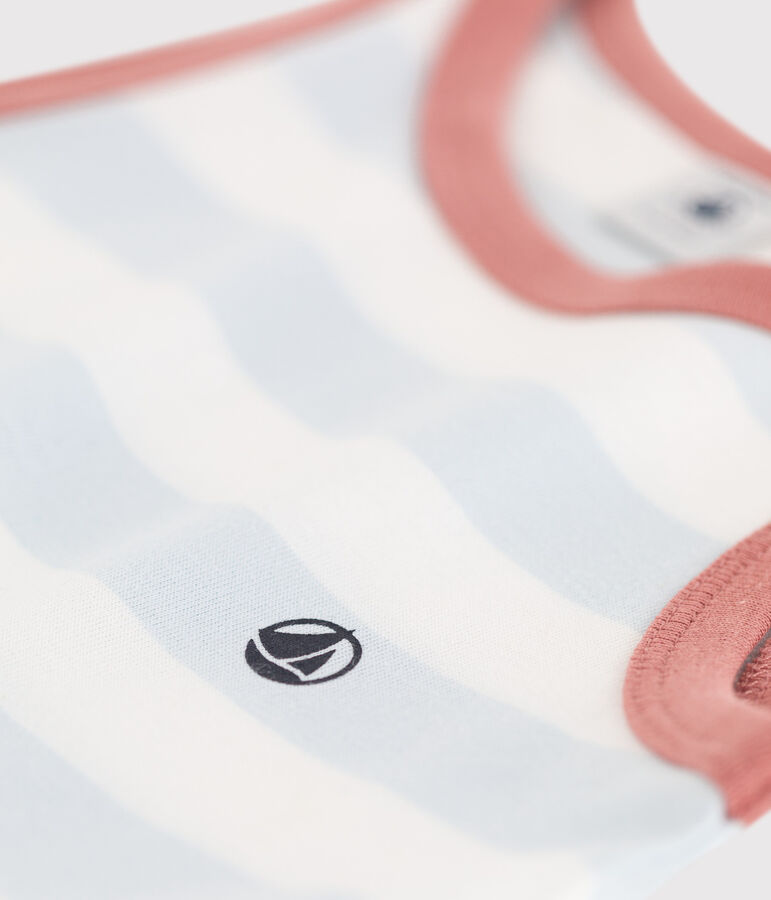 Gestreepte, katoenen jurk zonder mouwen voor meisjes PLEINAIR/ MARSHMALLOW