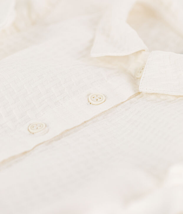 Robe sans manche en seersucker enfant fille blanc