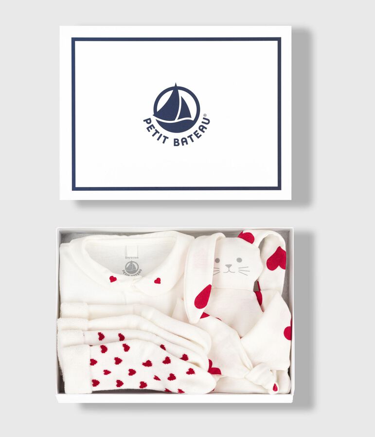 Ensemble cadeau naissance body, doudou et chaussettes en coton multicouleur