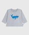 Tee-shirt bébé en coton à manches longues, motif baleine gris FUMEE CHINE