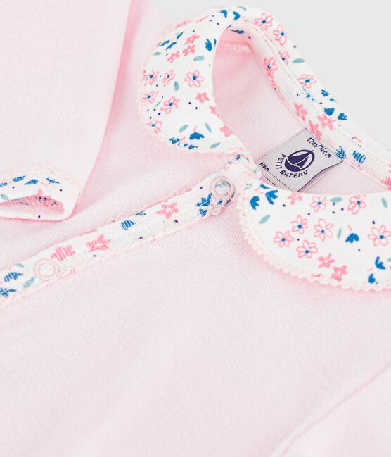 Fluwelen babypyjama met effen kraag roze BARELY