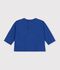 Tee-shirt b&eacute;b&eacute; en coton manches longues uni &agrave; motif bleu