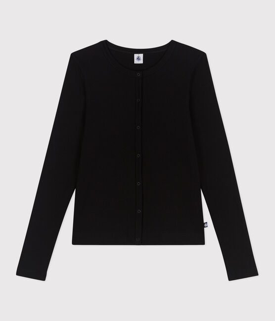 Effen katoenen damesvest zwart BLACK