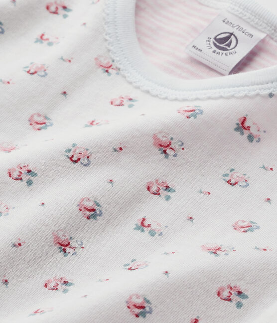 Pyjama fille imprimé petites fleurs blauw BOCAL/wit MULTICO