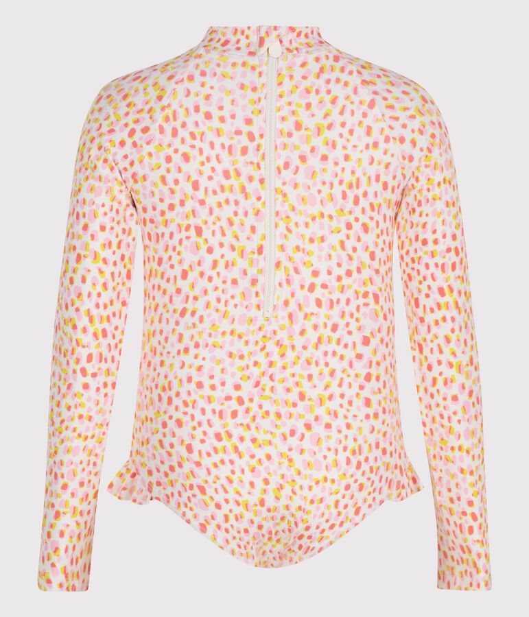 Eendelig kinderzwempakje met lange mouwen en print wit/multicouleur