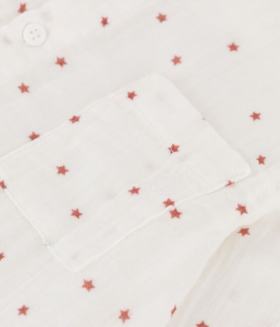 Chemise imprimée en gaze de coton enfant garçon blanc MARSHMALLOW/rouge OMBRIE