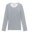 Tee shirt manches longues coton et laine pour femme bleu TURQUIN/blanc MARSHMALLOW