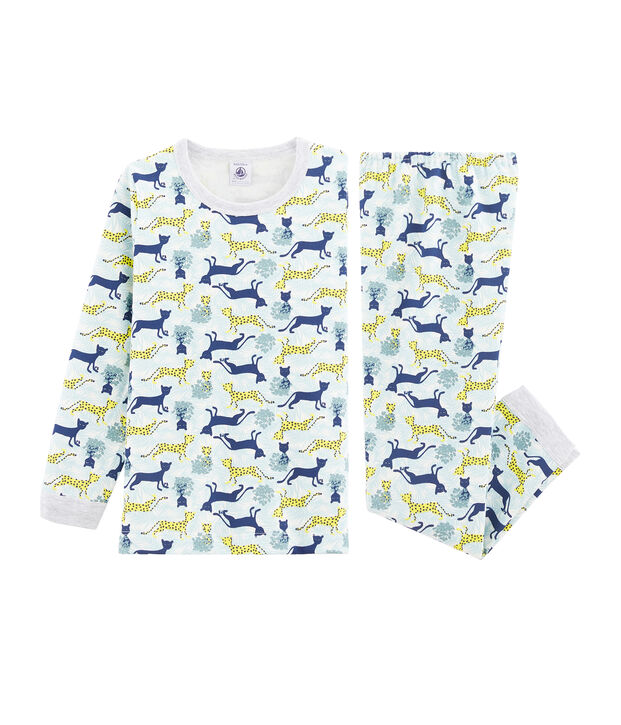 Jongenspyjama van molton wit/multicouleur