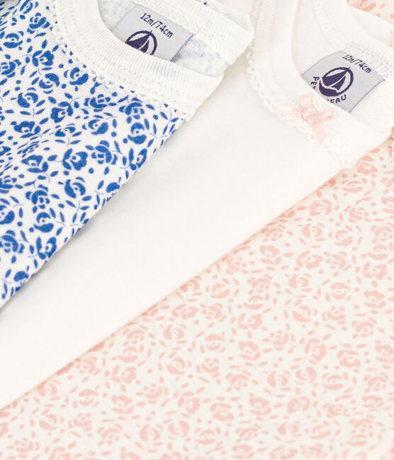 Set van 3 body's met korte mouwen en bloemenprint in katoen variante 1