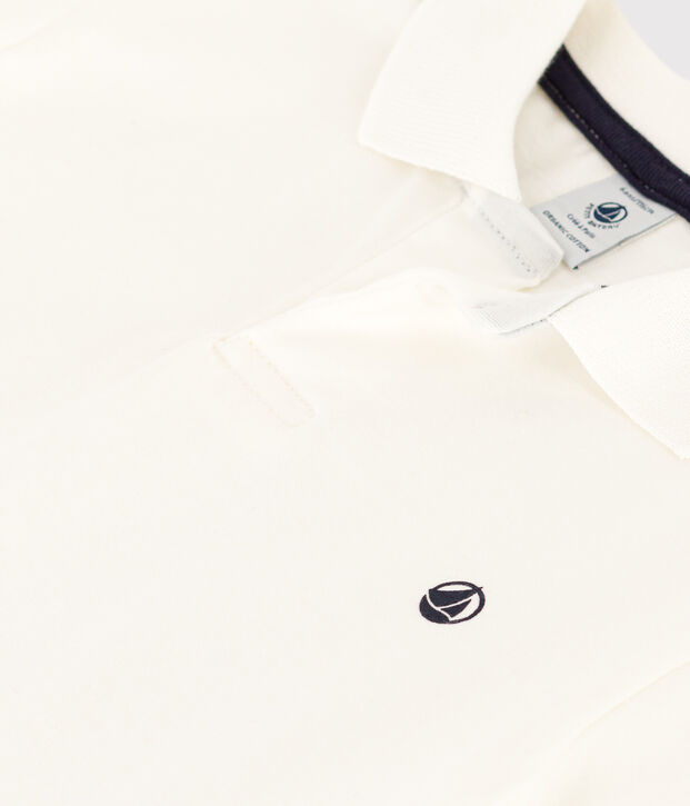 Polo manches courtes en coton  enfant gar&ccedil;on blanc