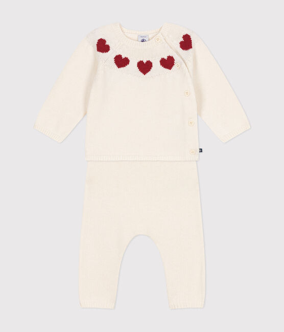 Ensemble 2 pièces en tricot bébé rouge MARSHMALLOW/blanc CORRIDA
