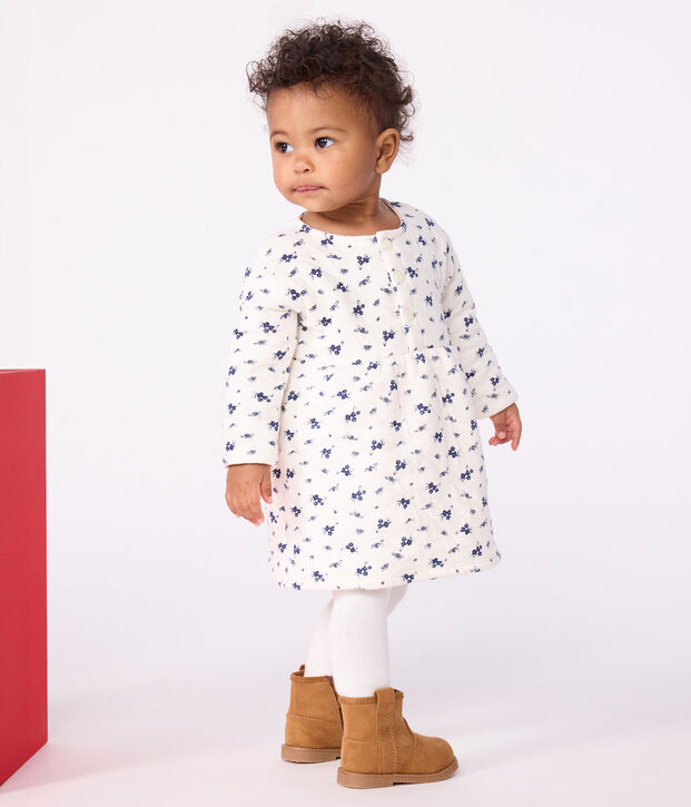 Katoenen babyjurkje met lange mouw en bloemenprint blauw/blauw
