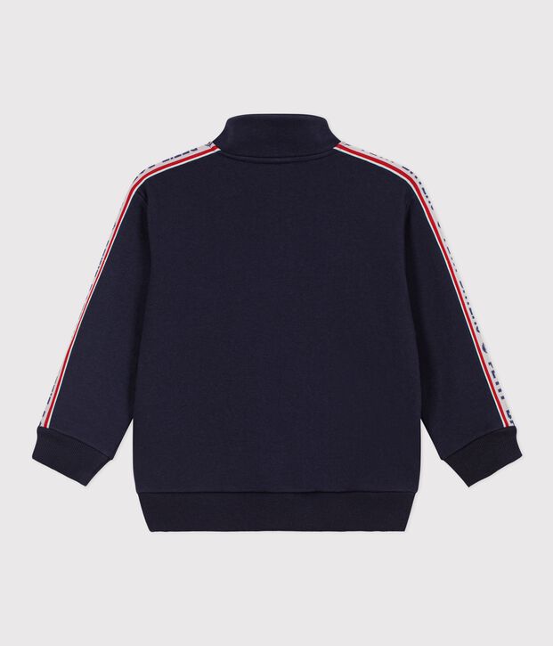 Sweatshirt zipp&eacute; enfant en coton bleu marine