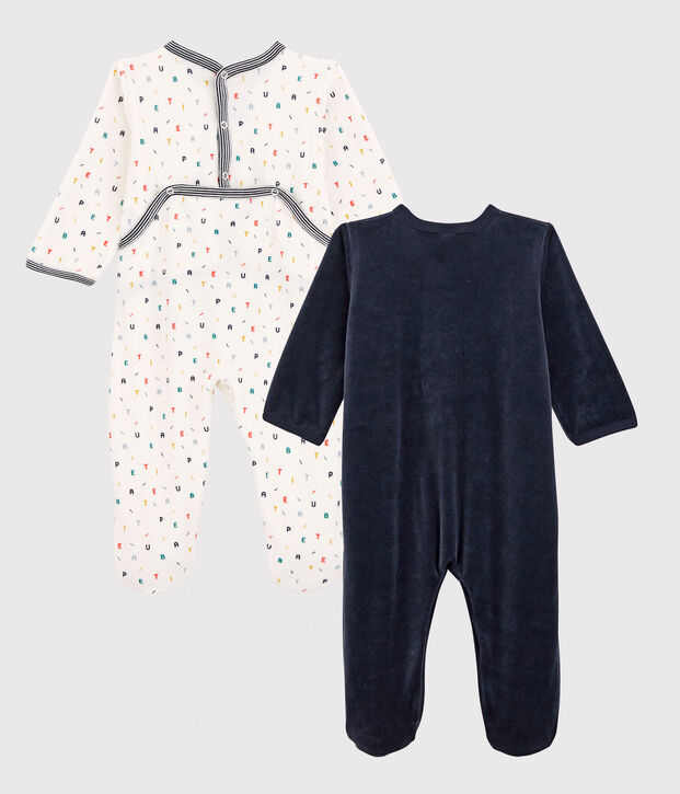 Set van 2 fluwelen babypyjama's multicouleur