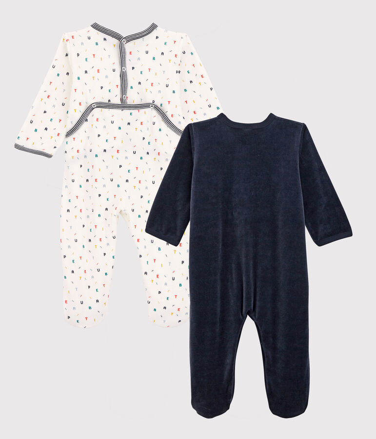 Set van 2 fluwelen babypyjama's multicouleur