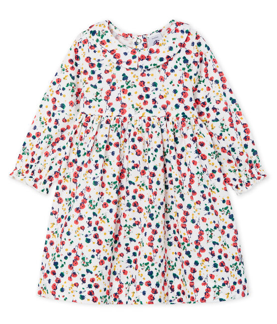 Robe manches longues bébé fille imprimée blanc MARSHMALLOW/blanc MULTICO
