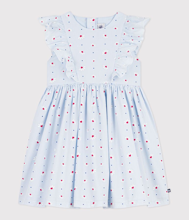Robe enfant sans manche en coton bleu/multicouleur