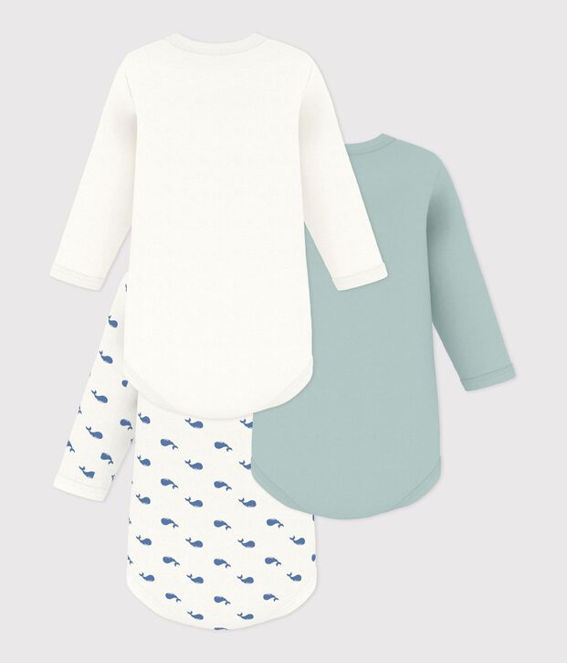 Lot de bodies manches longues en coton imprim&eacute; baleine b&eacute;b&eacute; multicouleur