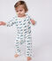 Katoenen babypyjama zonder drukknoopjes met walvisprint groen MARSHMALLOW/ DRAGONFLY
