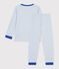 Pyjama enfant en coton &agrave; rayures bleu/blanc