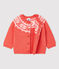 Cardigan 100% laine bébé. orange OURSIN/blanc MARSHMALLOW