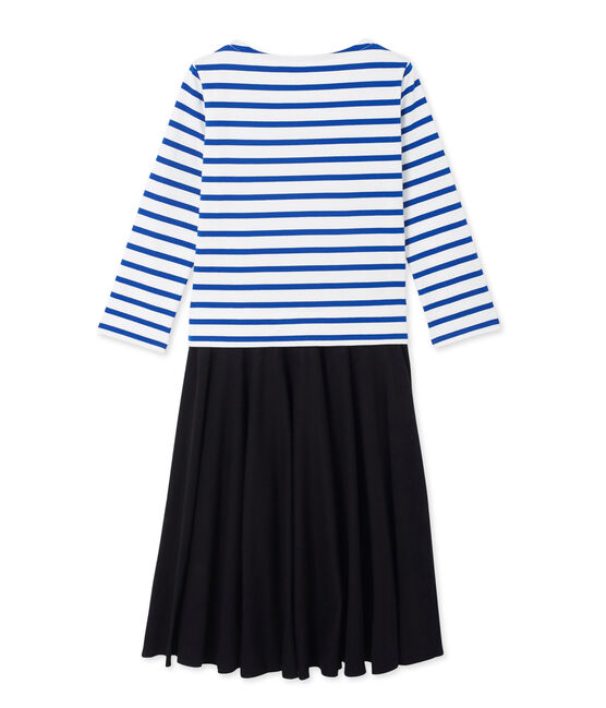 Robe femme trompe l'œil blanc LAIT/bleu SURF