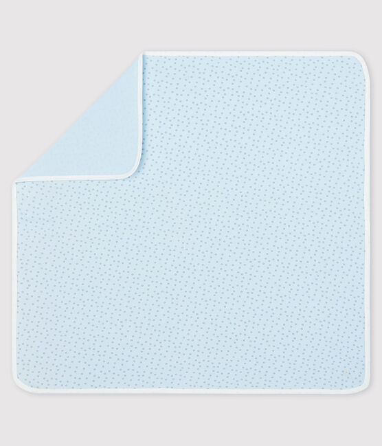 Drap de maternité bébé en côte bleu FRAICHEUR/gris CONCRETE