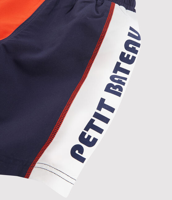 Strandshort met colorblocking effect voor jongens blauw TOUAREG/oranje SPICY