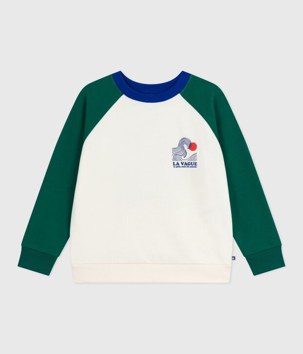 Sweatshirt enfant en coton imprim&eacute; &eacute;cru/multicouleur