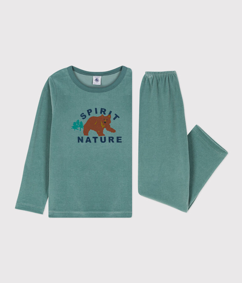 Pyjama en velours enfant vert/multicouleur
