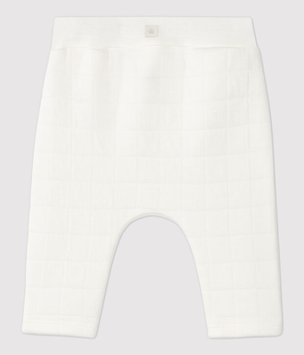 Witte gewatteerde broek van biologisch katoen. wit