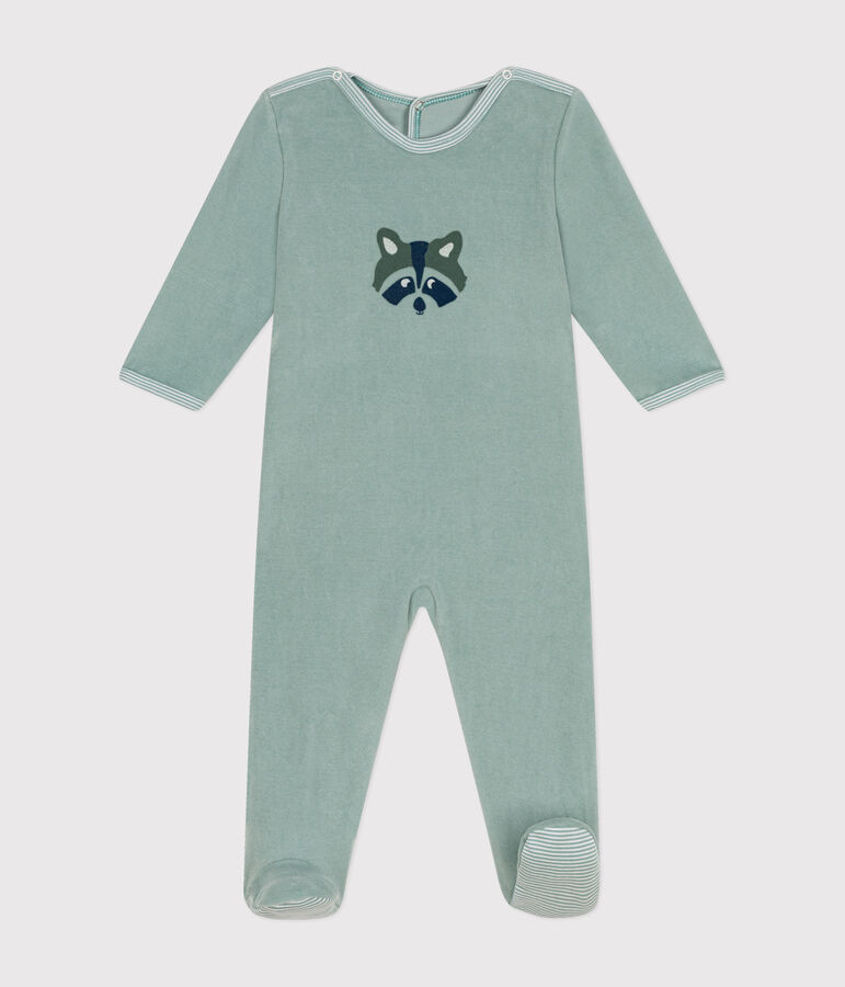 Pyjama en velours b&eacute;b&eacute; vert