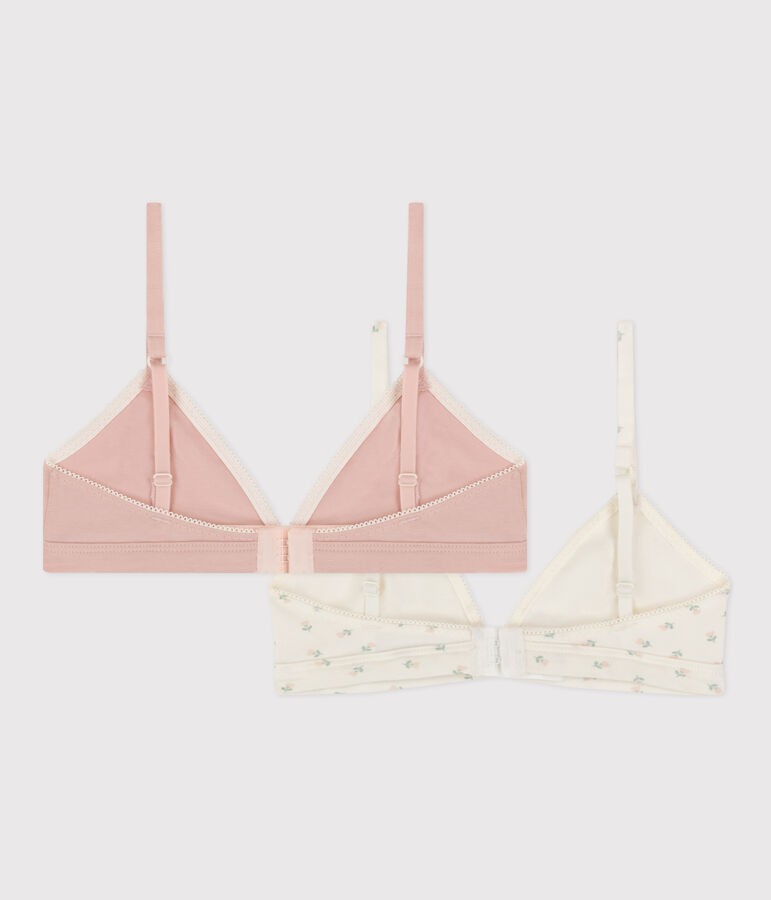 Set van 2 meisjesbeha's met bloemen in katoen en elastaan multicouleur