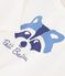 Tee-shirt b&eacute;b&eacute; en coton manches longues uni &agrave; motif blanc cass&eacute;