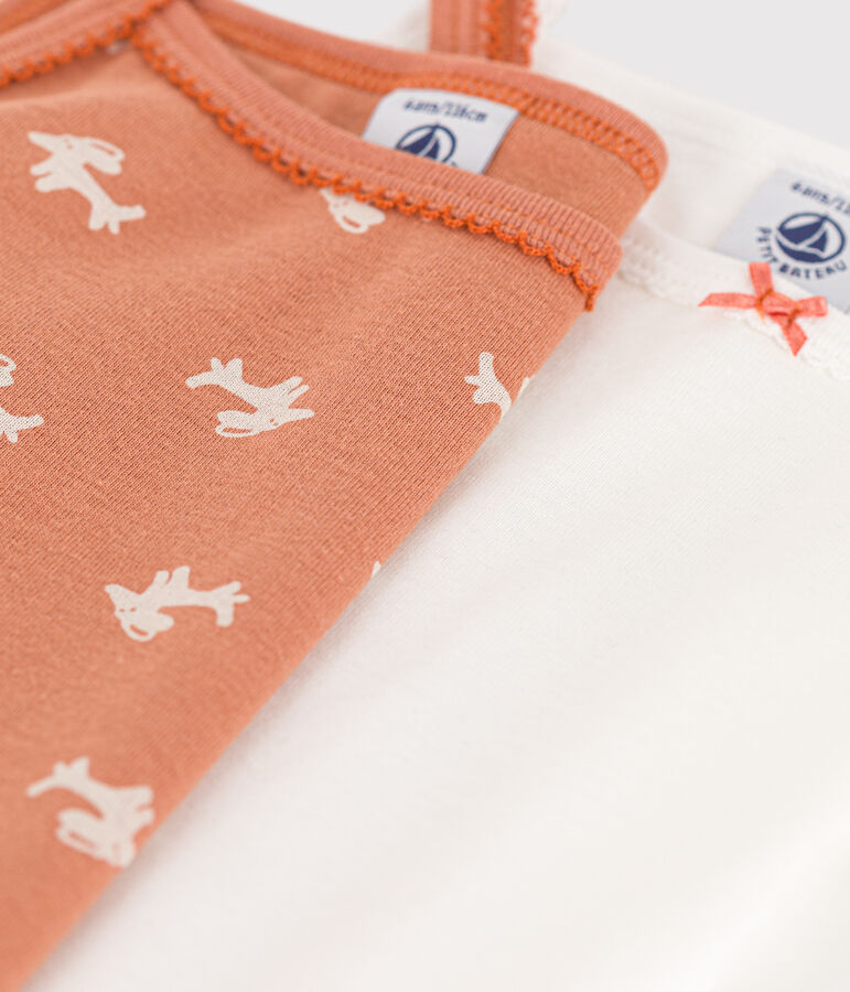 Set van 2 katoenen meisjeshemdjes met bandjes met hondenprint multicouleur