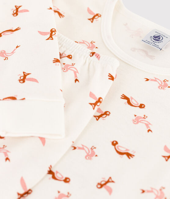 Katoenen snugfit-pyjama met vogelprint wit MARSHMALLOW/wit MULTICO