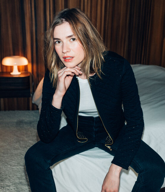 Cardigan femme matelassé noir NOIR/jaune DORE
