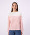 Gestreept katoenen marineshirt voor dames roze MARSHMALLOW/ FLAMAND