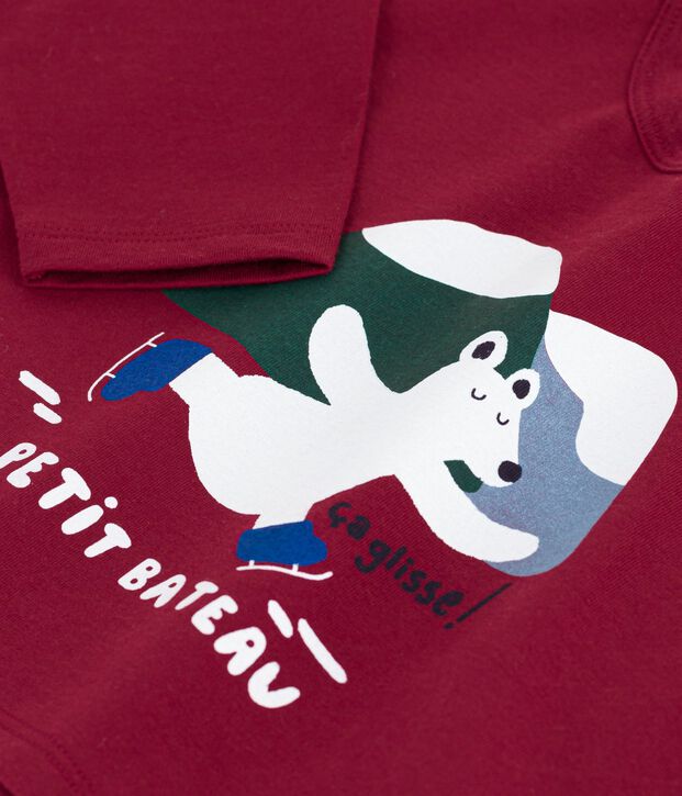 Tee-shirt b&eacute;b&eacute; en coton &agrave; manches longues rouge