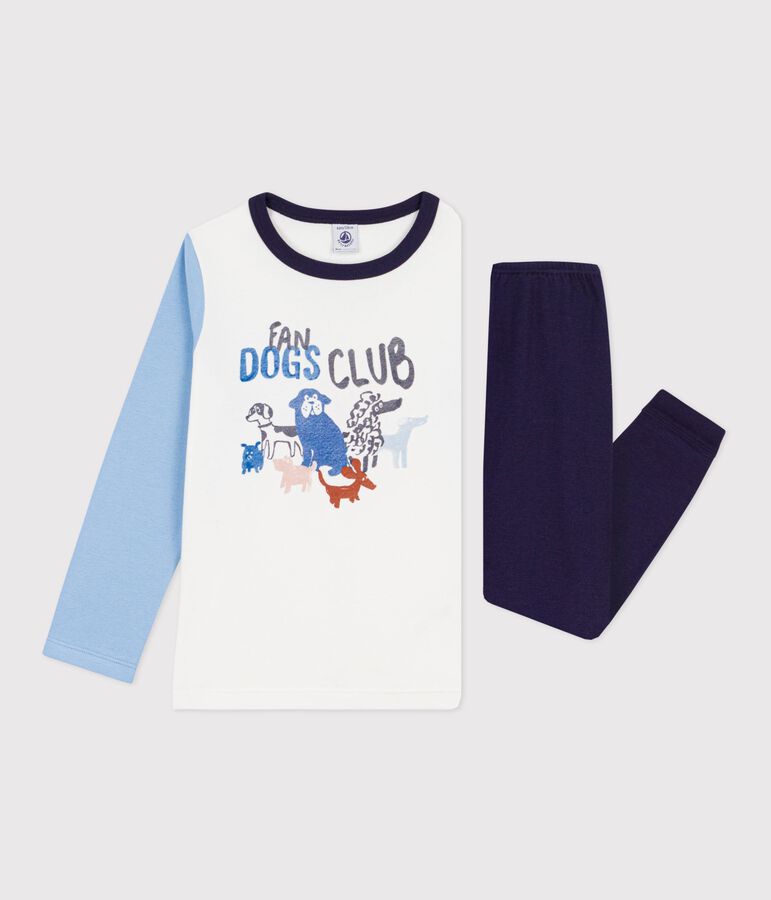 Pyjama enfant en coton motif chien bleu/multicouleur