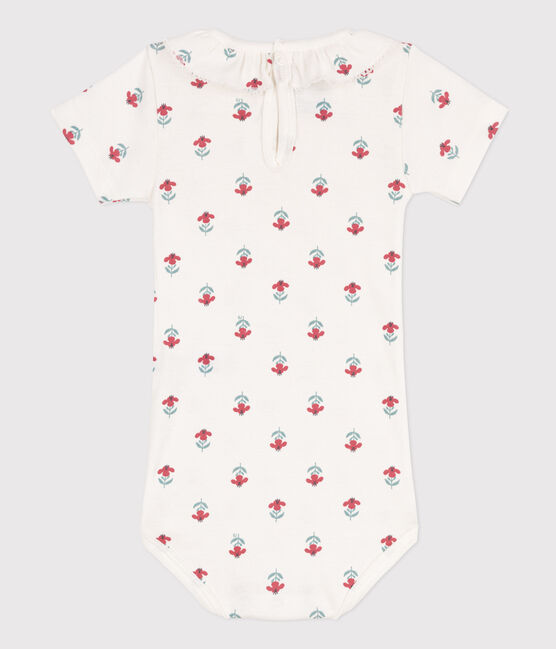 Body manches courtes bébé en coton imprimé fleuri blanc MARSHMALLOW/blanc MULTICO