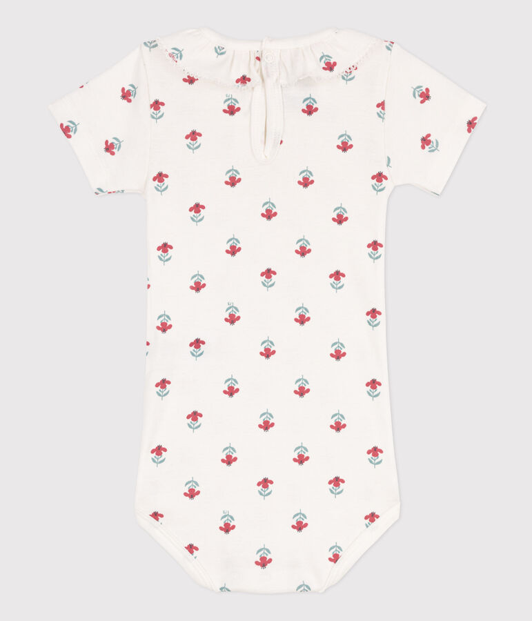 Body manches courtes b&eacute;b&eacute; en coton imprim&eacute; fleuri blanc MARSHMALLOW/blanc MULTICO