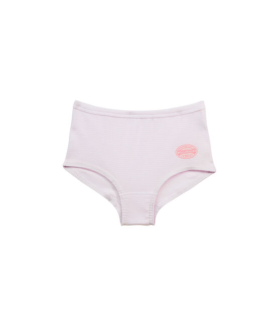 Meisjesboxershort met milleraies-strepen roze VIENNE/wit ECUME