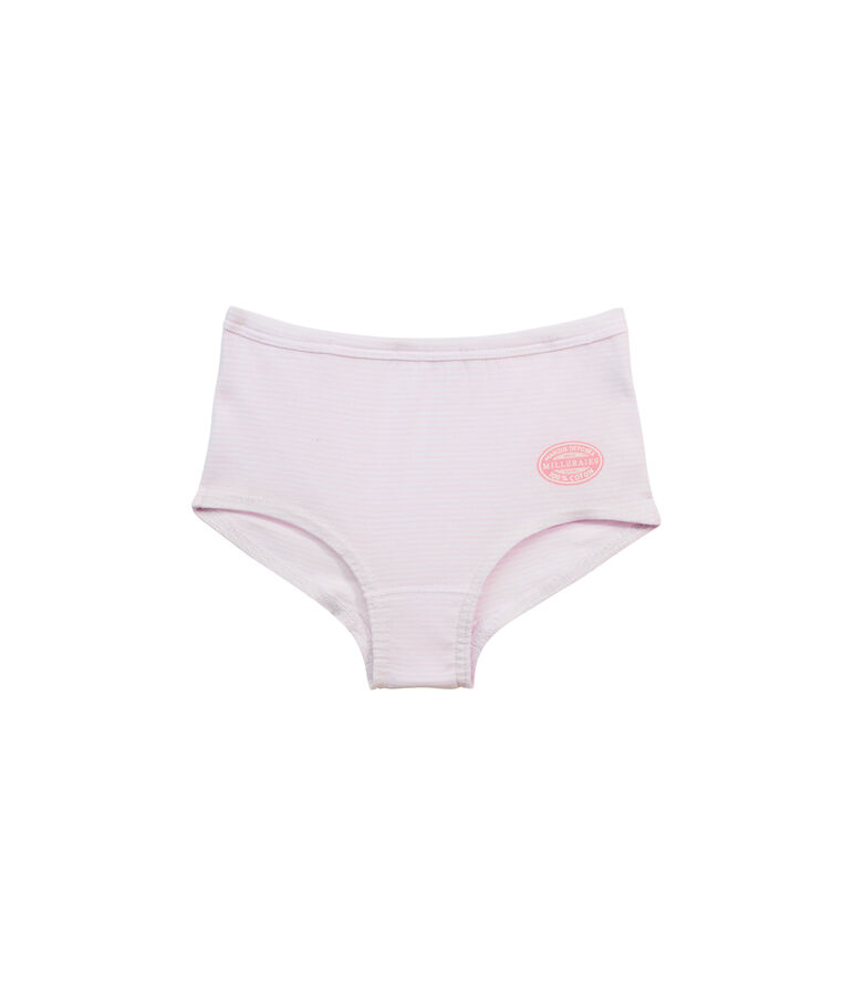 Boxer fille ray&eacute; milleraies rose/blanc