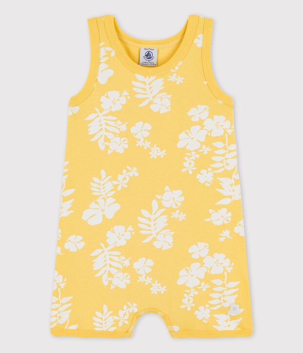 Kort babypakje met Hawa&iuml;print in katoen geel/wit