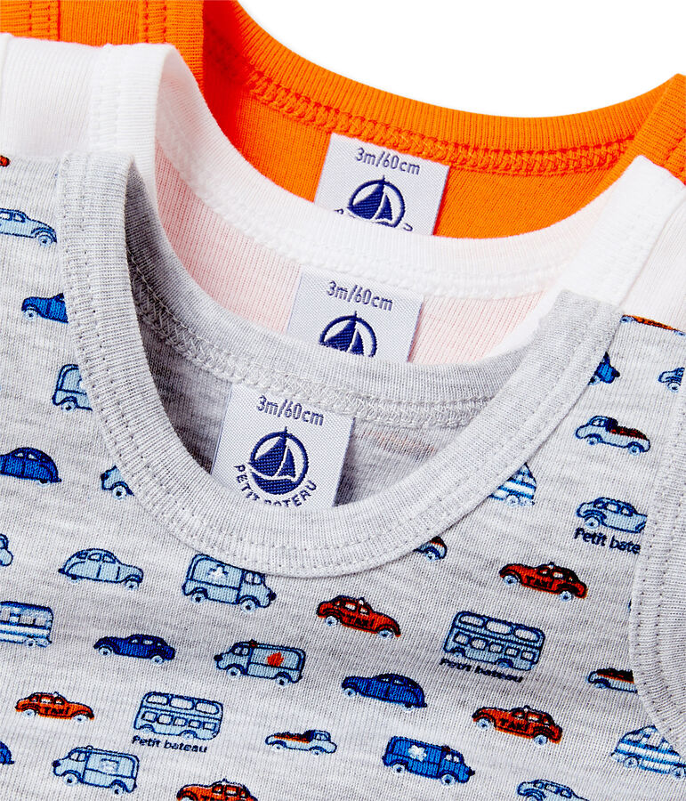 Set van drie body's zonder mouwen voor babyjongens wit