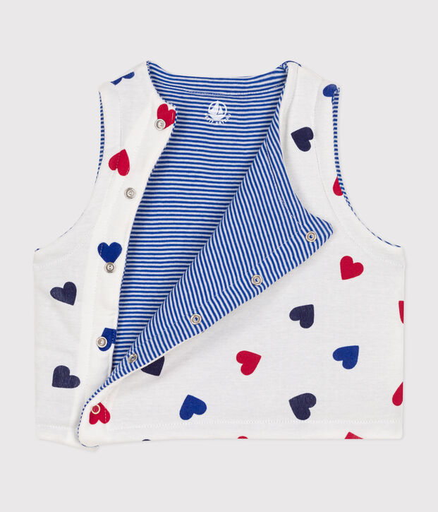 OMKEERBAAR KATOENEN BABYVESTJE ZONDER MOUWEN wit/multicouleur