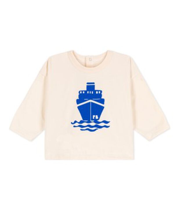 T-shirt met lange mouwen in jersey voor baby's ecru